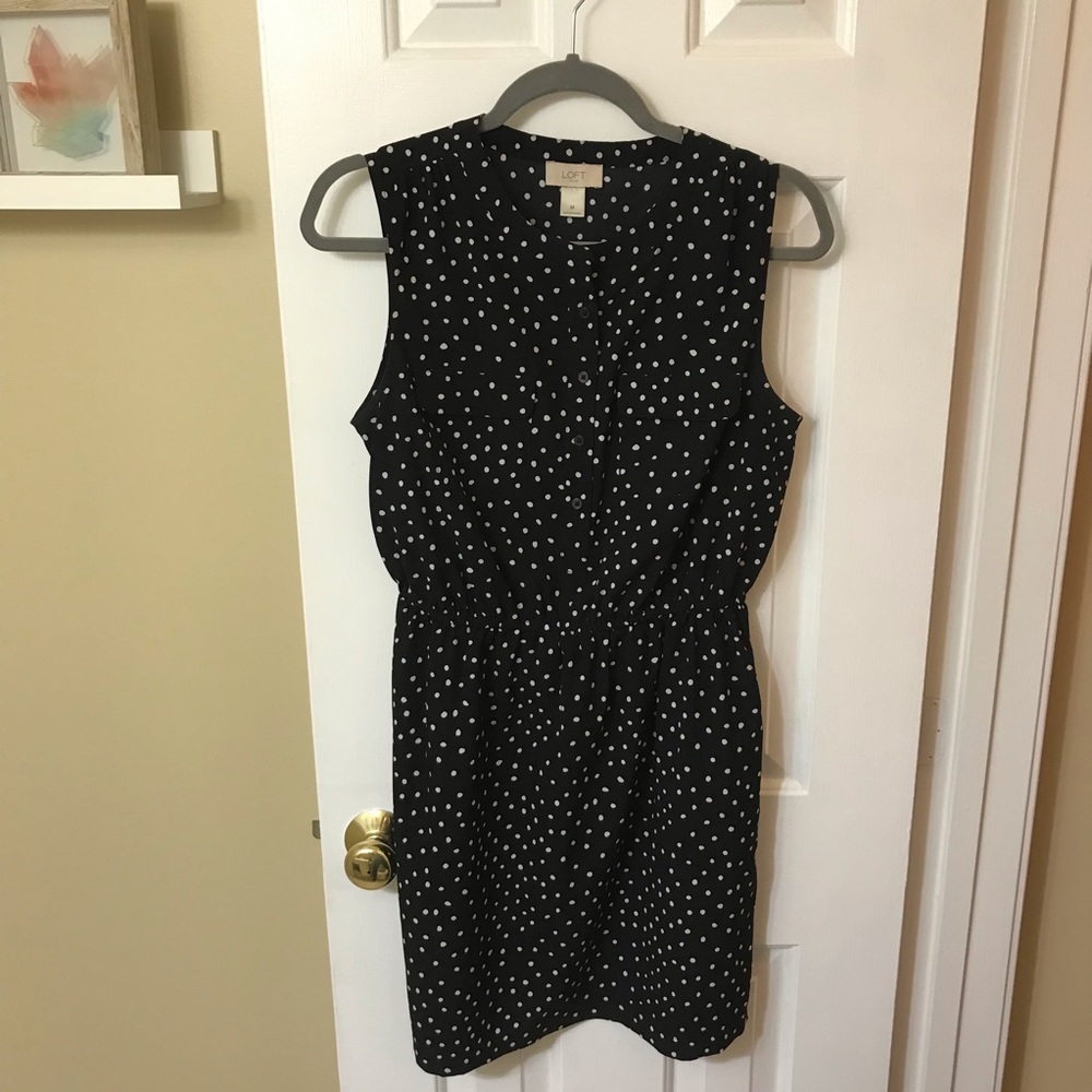 LOFT Sleeveless Polka Dot Print Dress